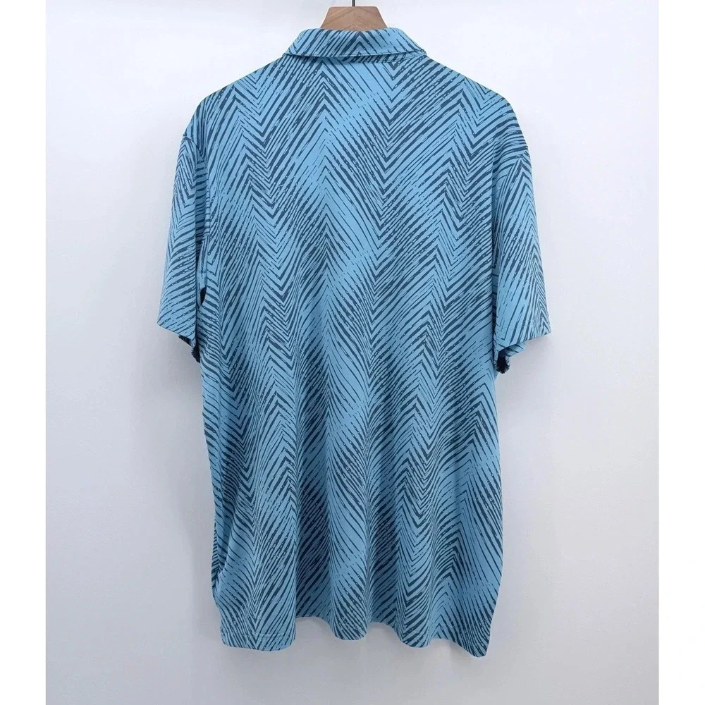 Adidas Polo Shirt Mens 2XL Blue Chevron Graphic Performance Active Golf IU4390